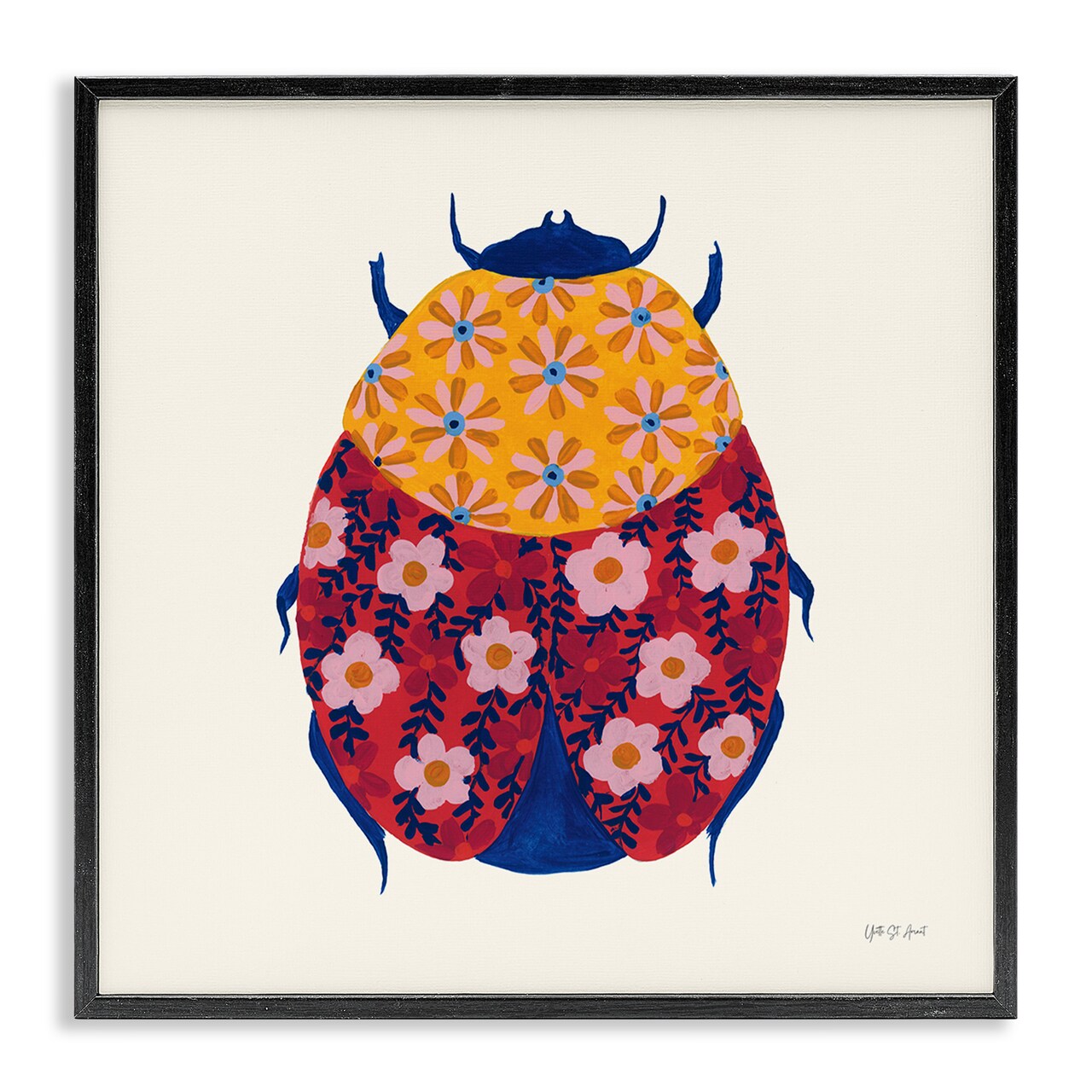 Stupell Industries Chromatic Blooming Beetle Framed Giclee Wall Art Design by Yvette St. Amant
